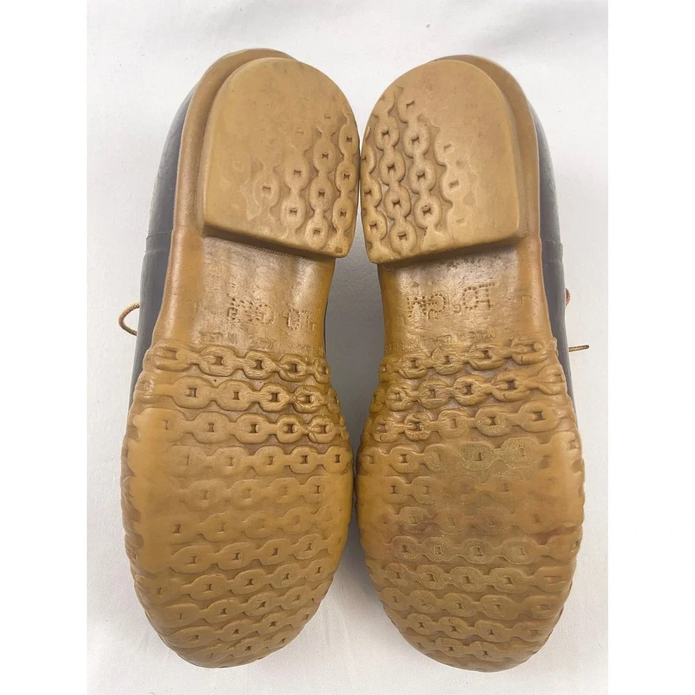 LL Bean Maine Hunting Shoe‎ Mens Brown Leather Rubber Duck Boots Low Top Size 10